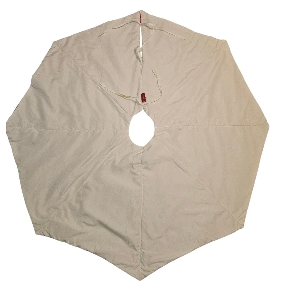 Winter Dreams Christmas Tree Skirt‎ Beige Red Cardinal Bird Embroidered Holiday